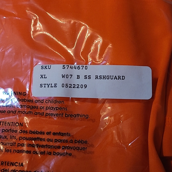 Lands' End Orange/Blue Colorblock Swimshirt XL Husky 14H-16H NWOT Rashguard - Picture 9 of 9